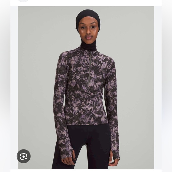 lululemon athletica Tops - Lululemon Luxtreme Floral Half Zip, Grey/Purple, size 6